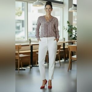 Mauve By Anthropologie- Red and White Patterned Blouse